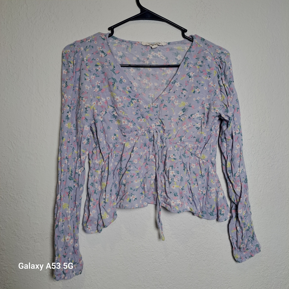 Hippie Rose Pastel Floral V-Neck Blouse